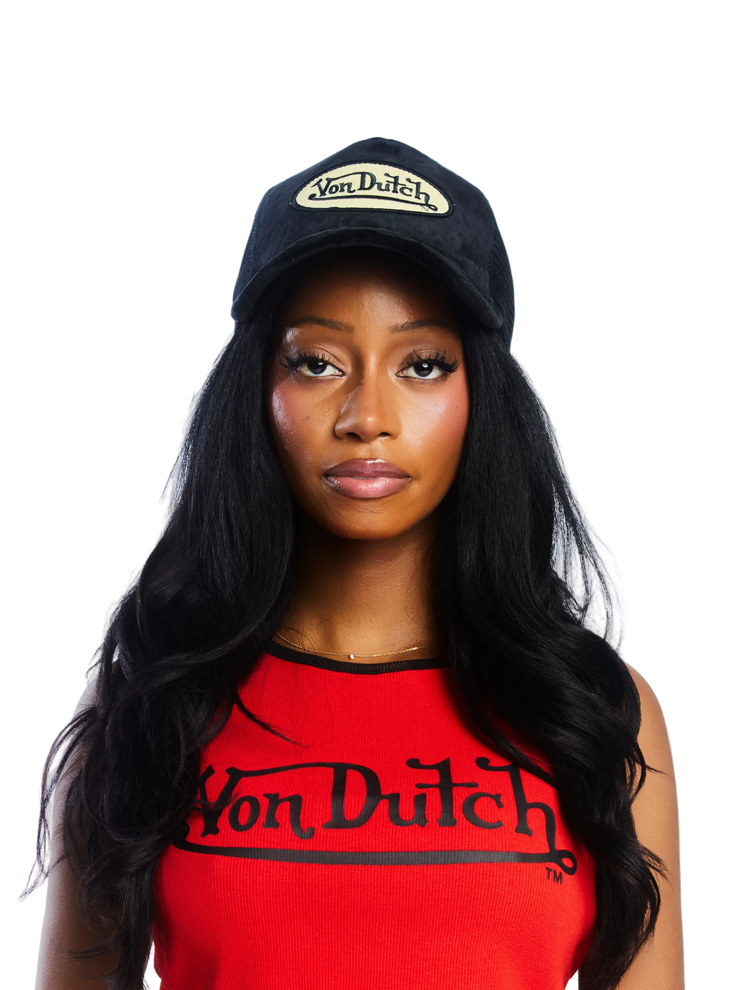 Von Dutch Black Velvet Trucker Hat