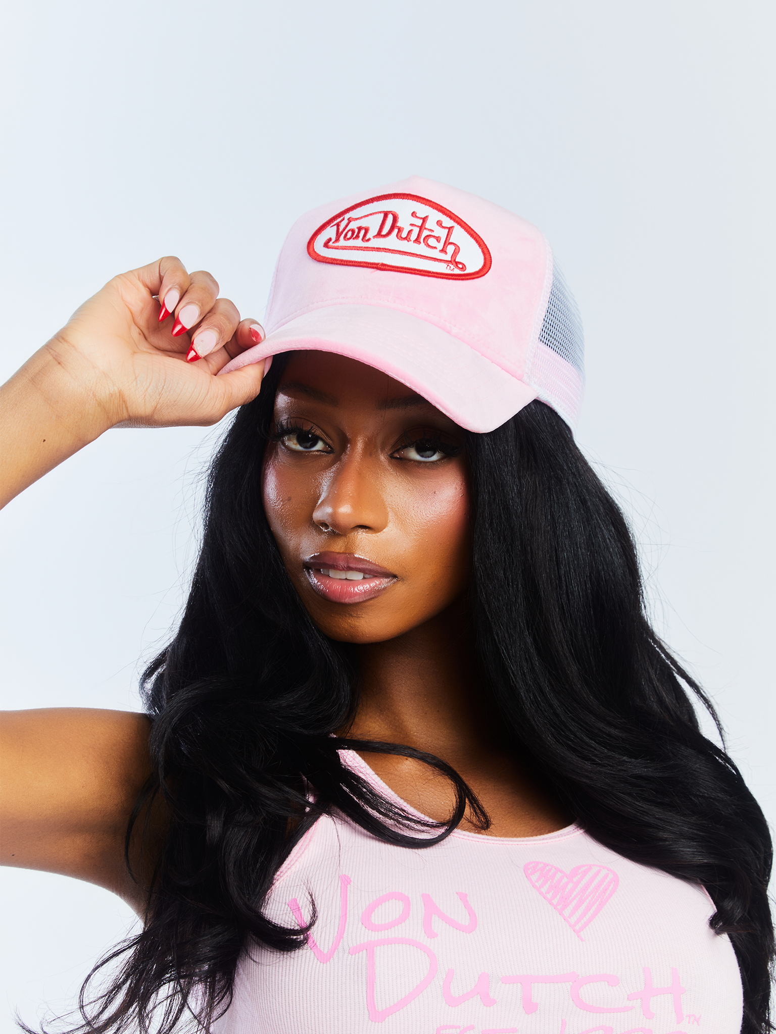 Pink Crush Velvet Trucker Hat | Von Dutch Pink Crush Velvet Trucker Hat | Von Dutch