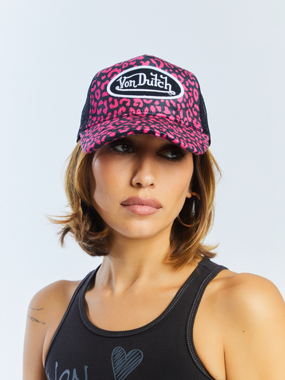 Hot Pink Cheetah Velvet Trucker Hat