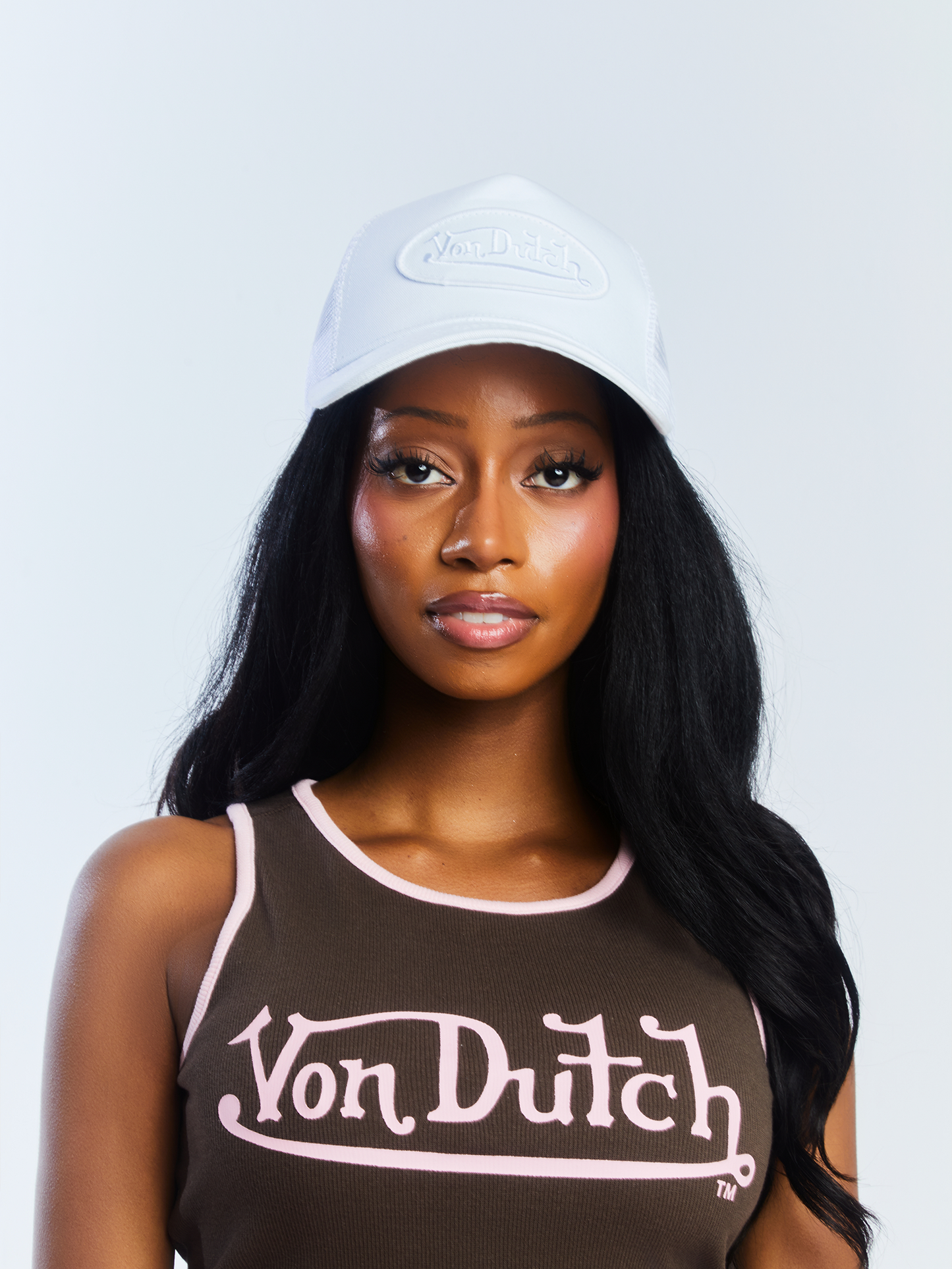 Von Dutch Triple White Velvet Trucker Hat