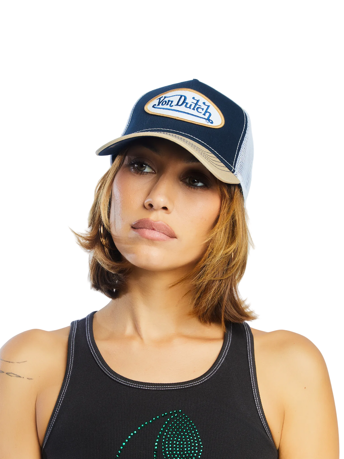 Navy with Tan Trucker Hat