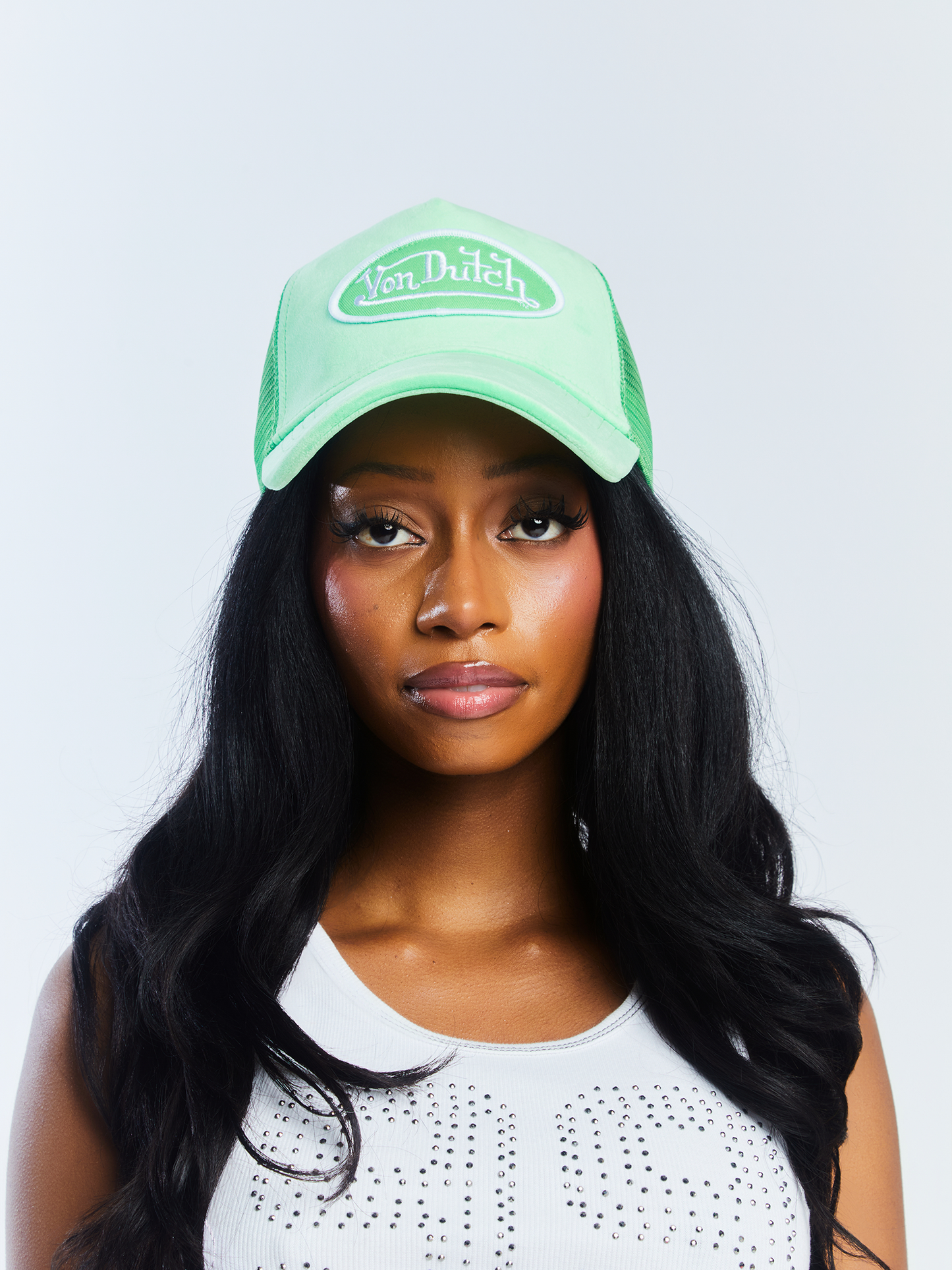 Lime Velvet Trucker Hat