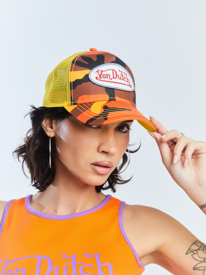 Orange Yellow Camo Trucker Hat