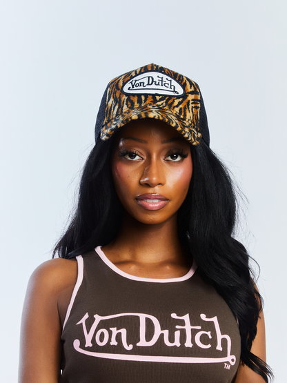 Tiger Stripe Velvet Trucker Hat