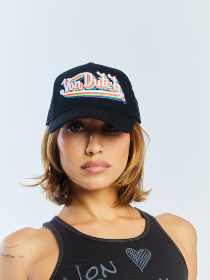 Rainbow Embroidered Logo Trucker Hat