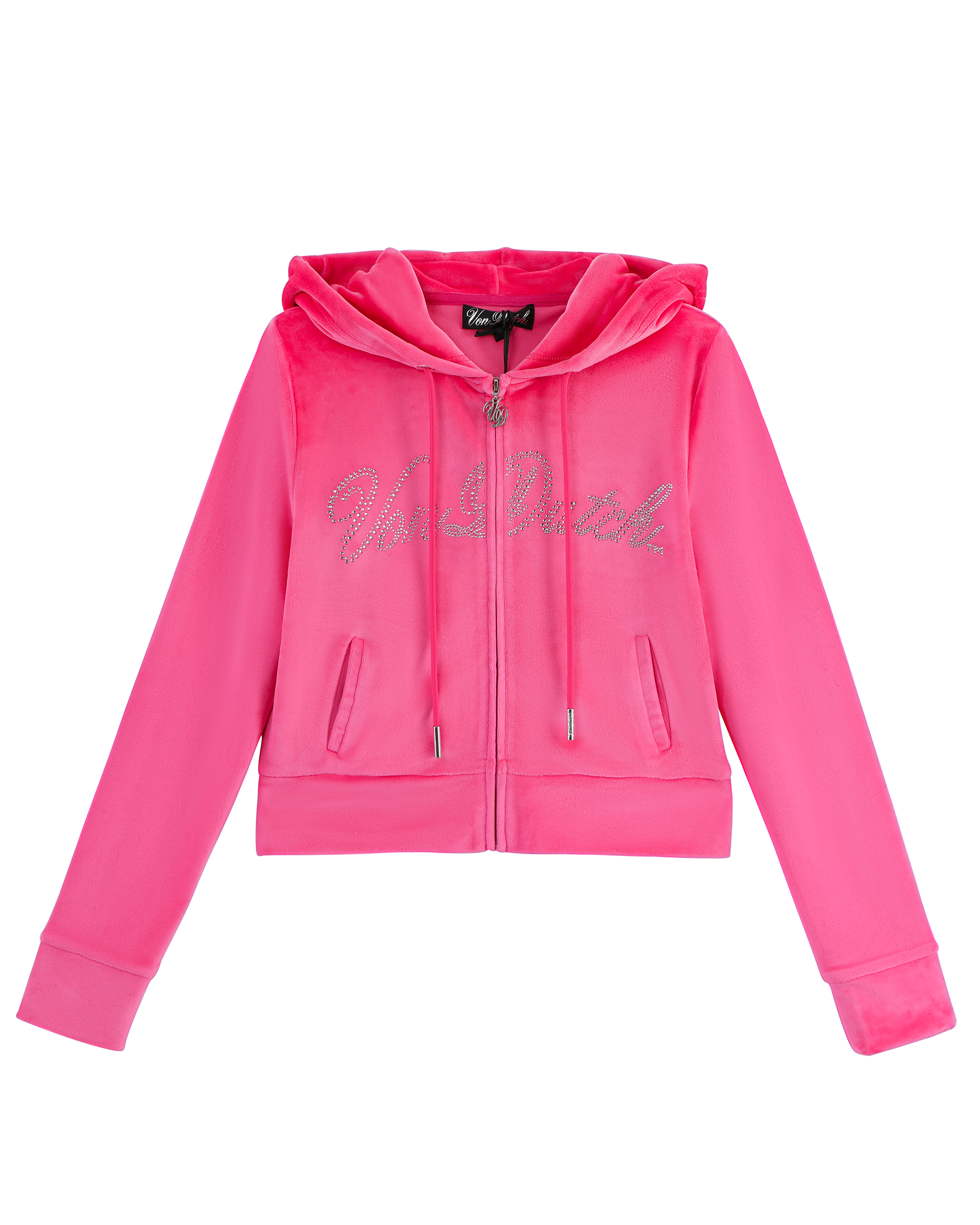 Velour Zip Up - Hot Pink
