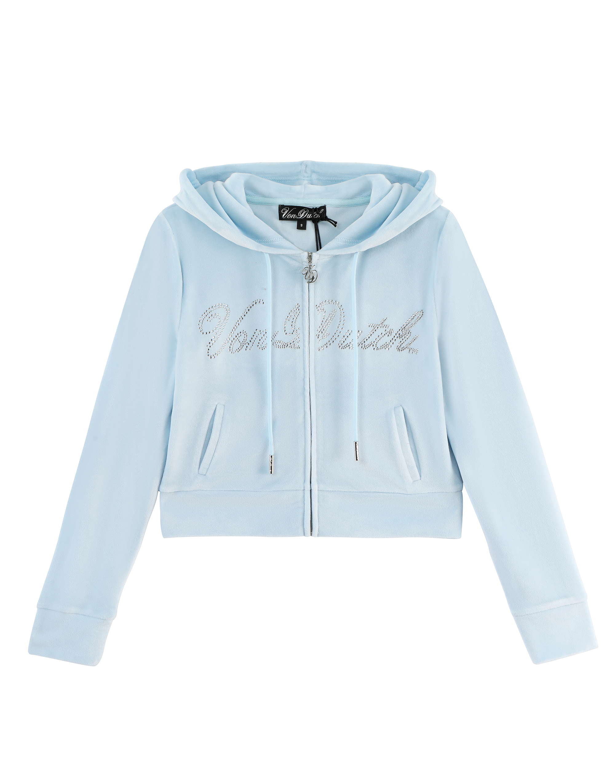 Velour Zip Up - Light Blue