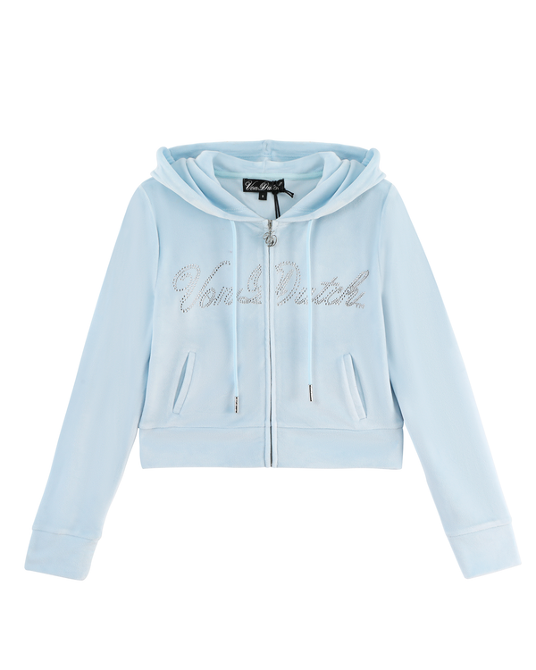 Velour Zip Up - Light Blue