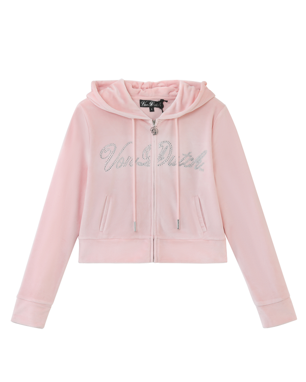 Velour Zip Up - Pink