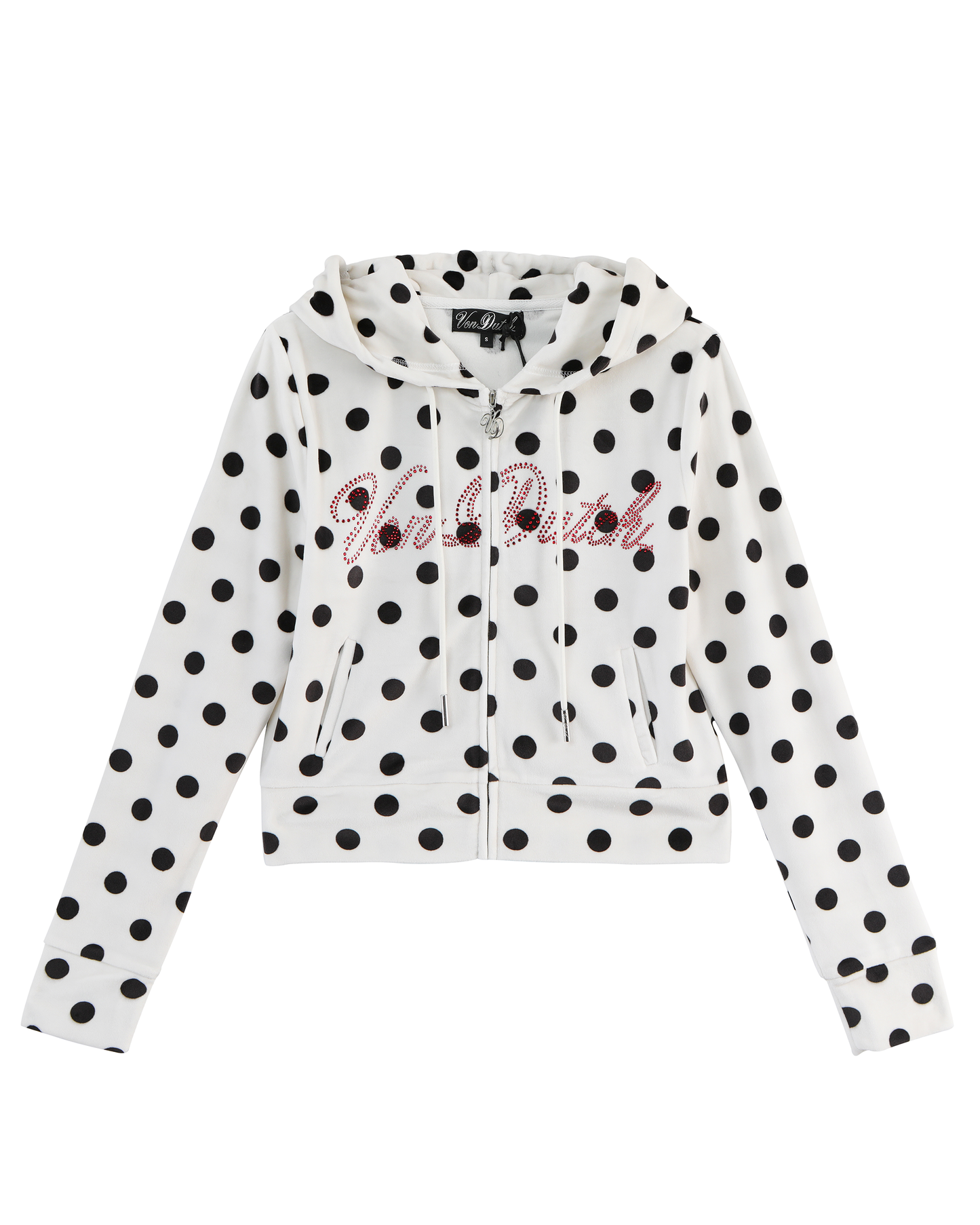 Velour Zip Up - Polka Dot