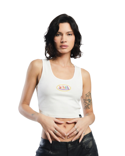 Rainbow Logo White Crop Tank