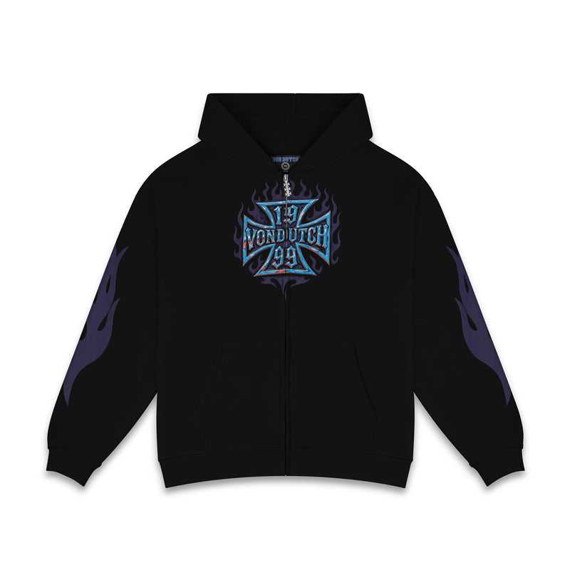 CHOPPER FLAMES - ZIP UP HOODIE