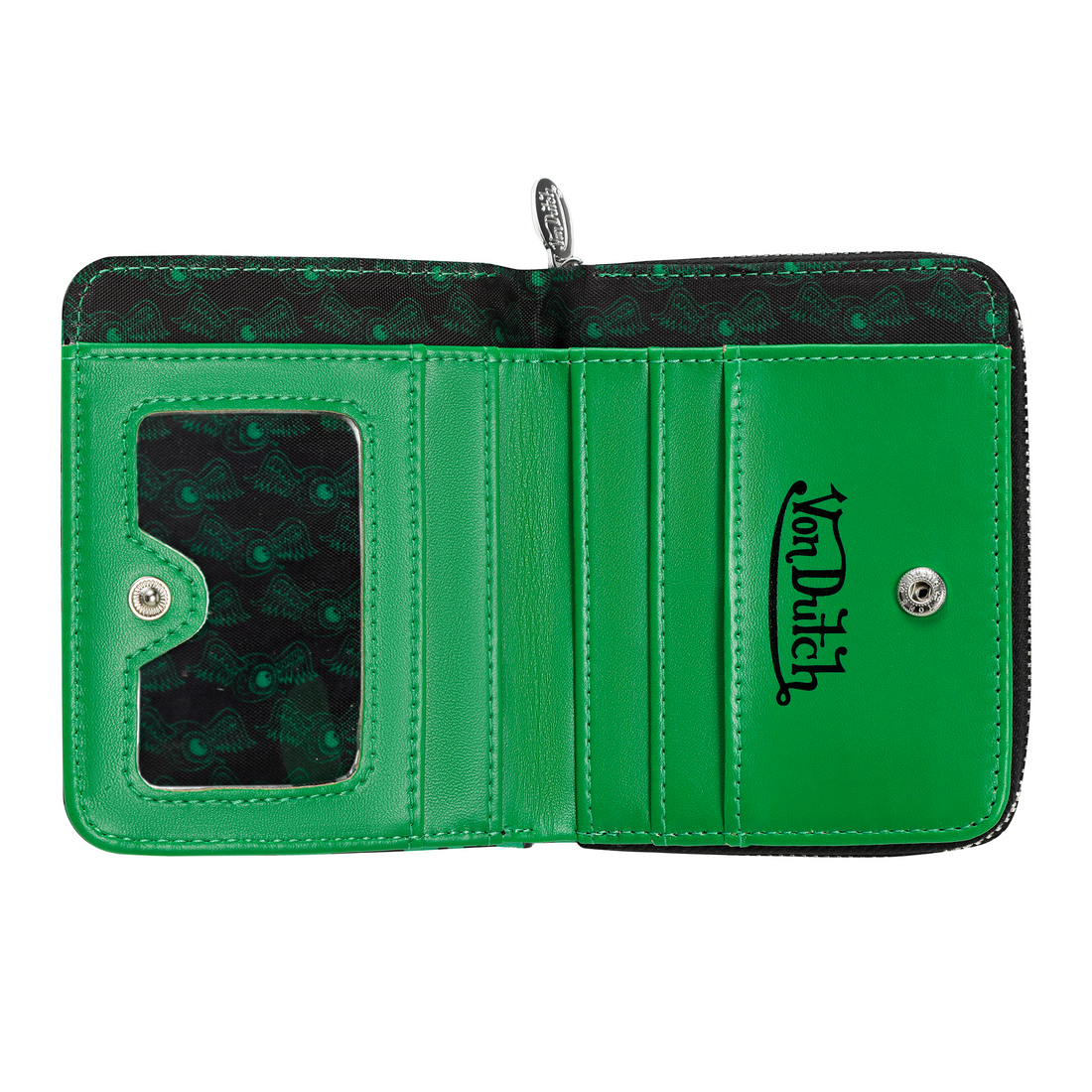 Cheetah Print Zip-up Wallet - Green