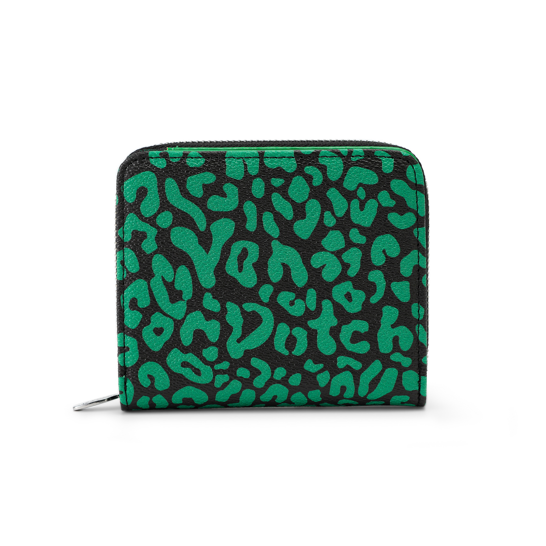 Cheetah Print Zip-up Wallet - Green
