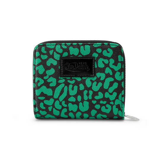 Cheetah Print Zip-up Wallet - Green