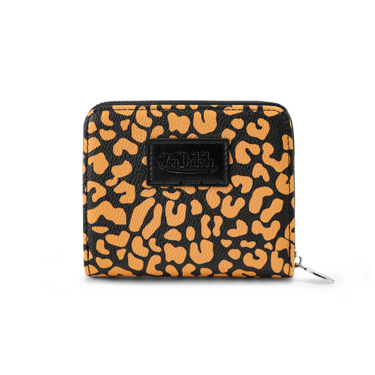 Cheetah Print Zip-up Wallet - Orange