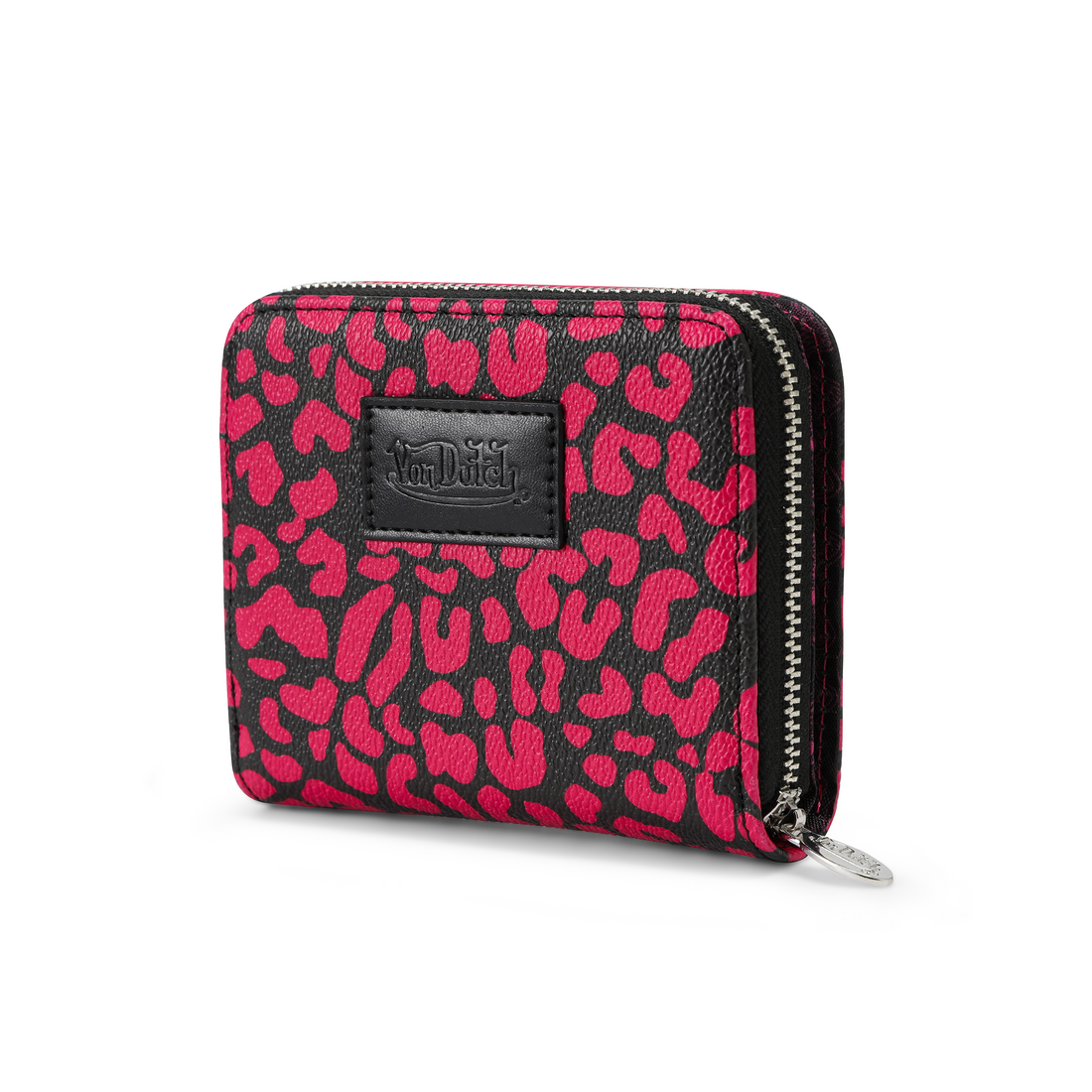Cheetah Print Zip-up Wallet - Hot Pink