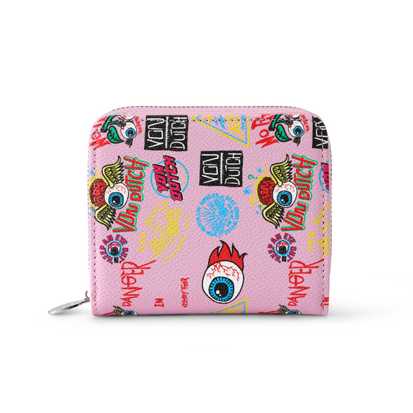 Jax Print Zip-up Wallet - Light Pink | Von Dutch