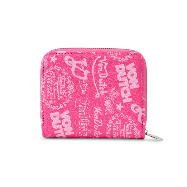 Logo Stamps Zip-Up Wallet - Pink