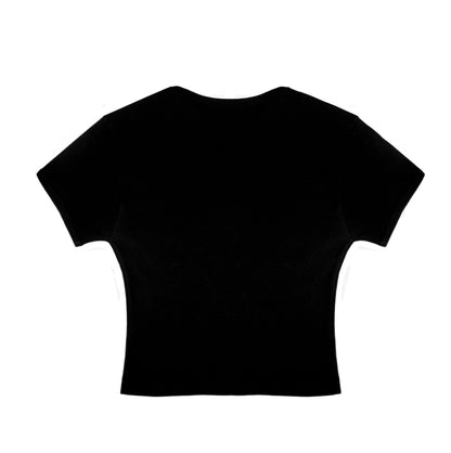 Black & Clear Retro Rhinestone Baby Tee
