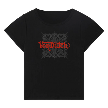 Von Dutch Black & Red Distressed Chopper Baby Tee