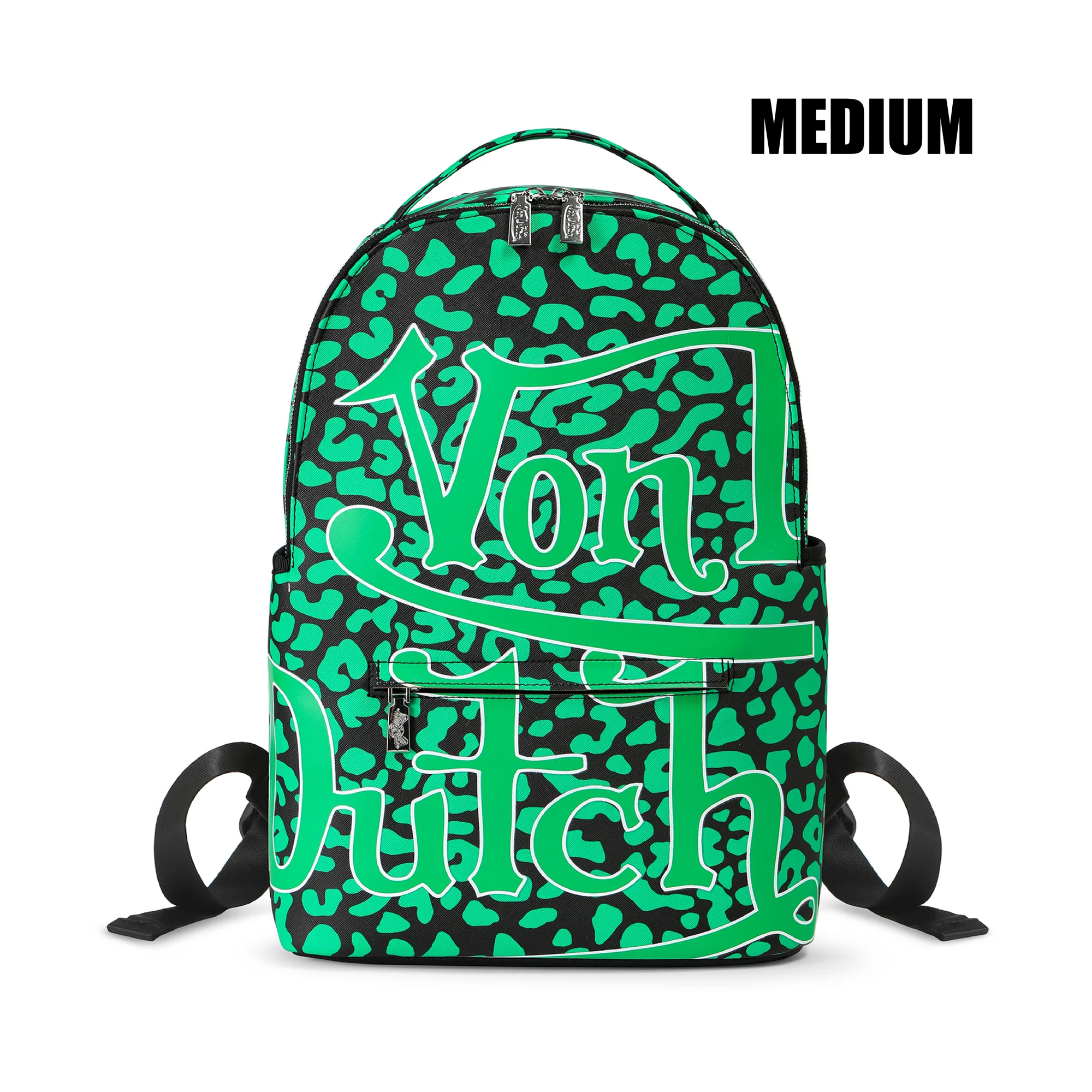 Von Dutch Medium Sized Green Cheetah Backpack