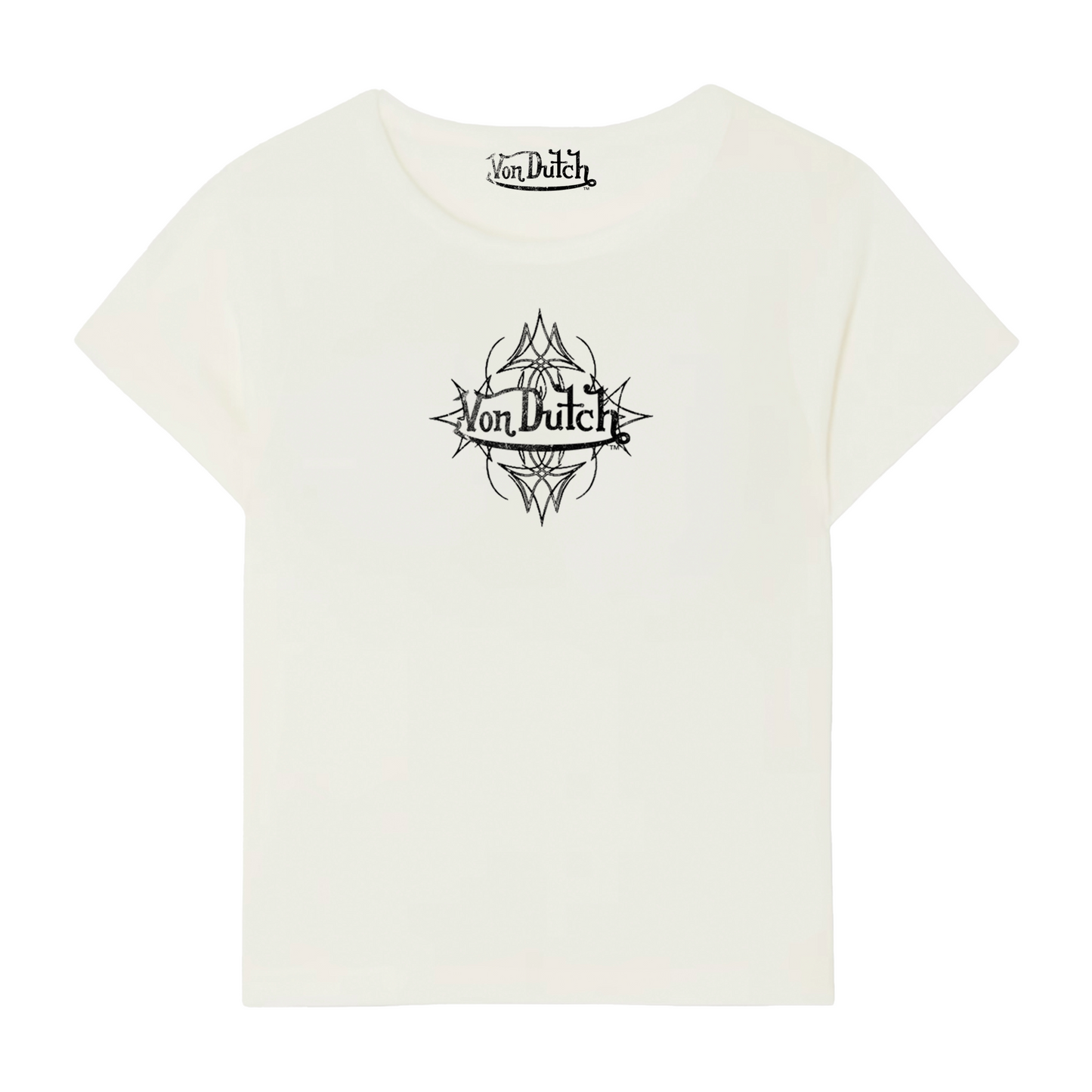 Von Dutch White & Black Mini Distressed Chopper Baby Tee