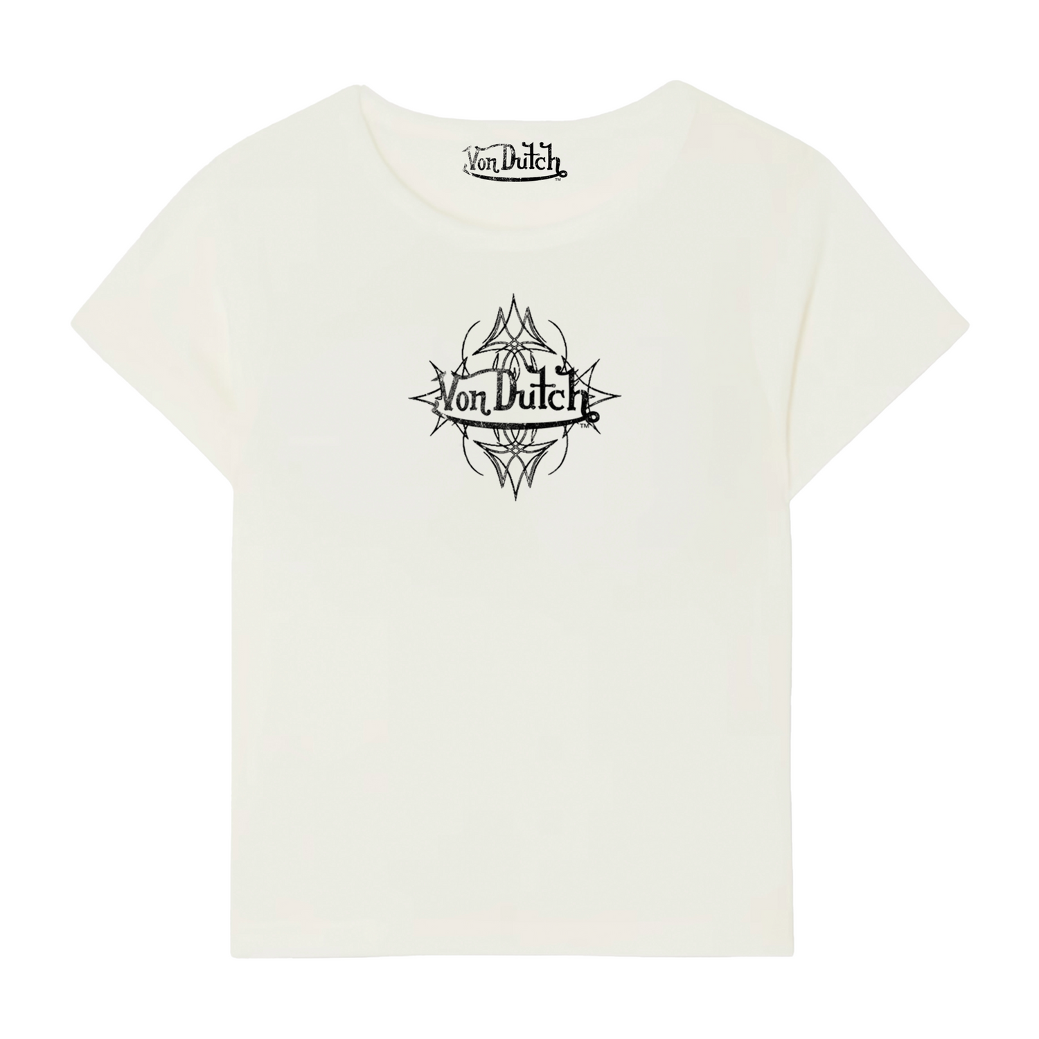 Von Dutch White & Black Mini Distressed Chopper Baby Tee