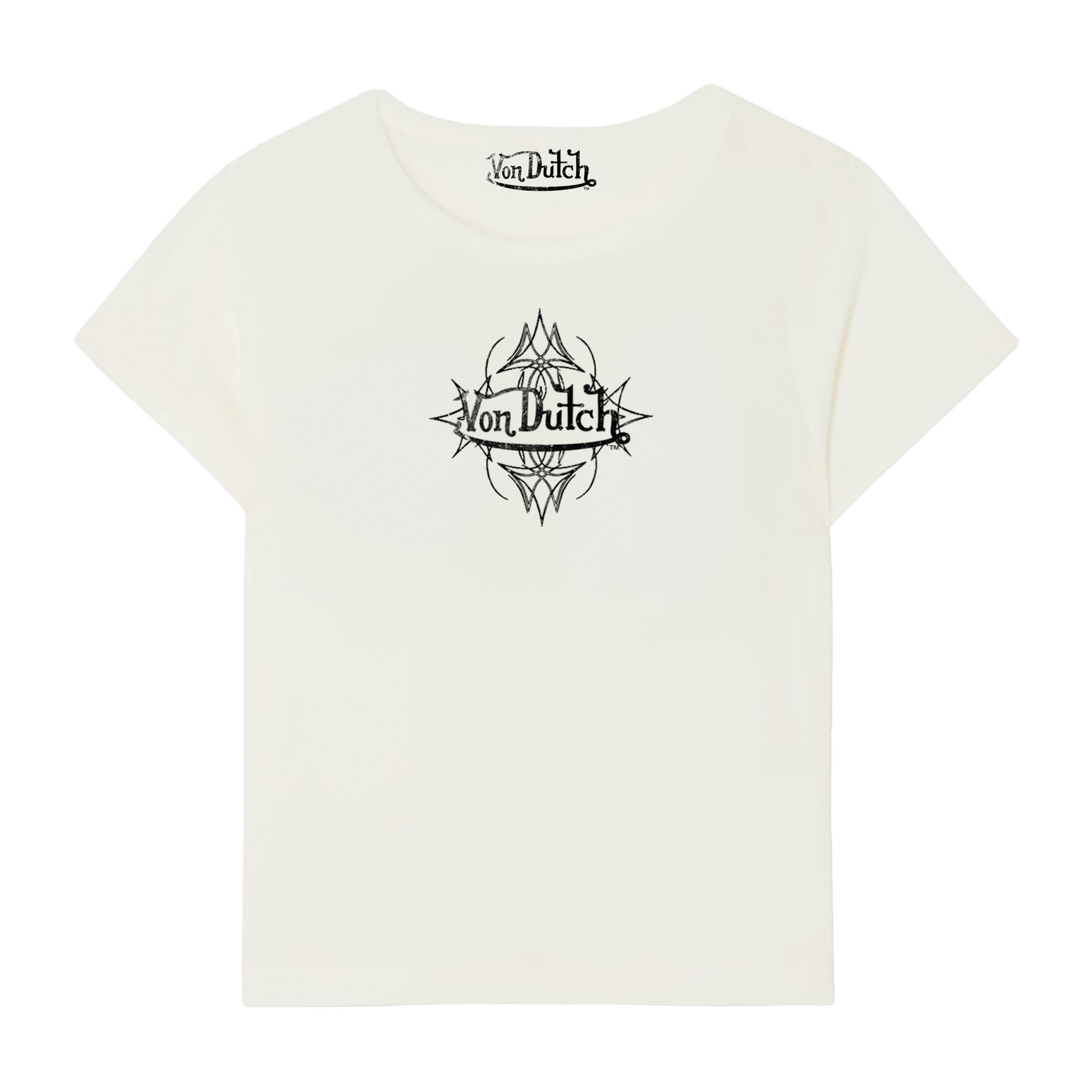 Von Dutch White & Black Mini Distressed Chopper Baby Tee