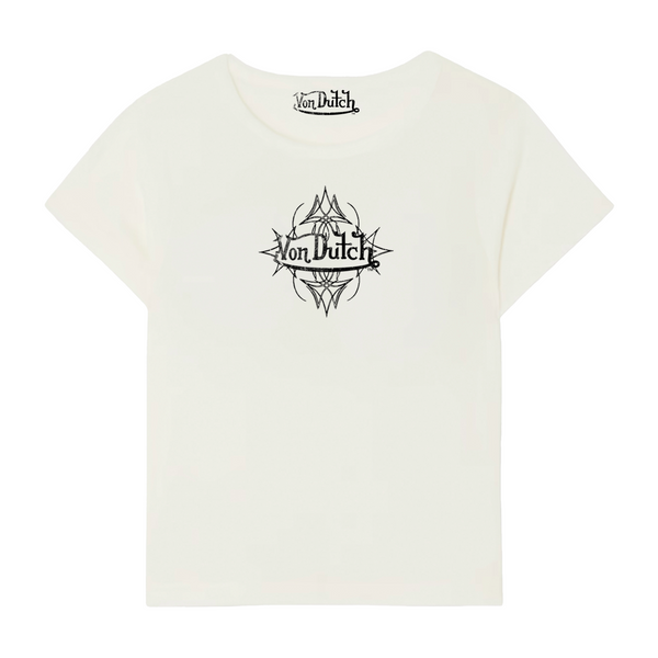Von Dutch White & Black Mini Distressed Chopper Baby Tee
