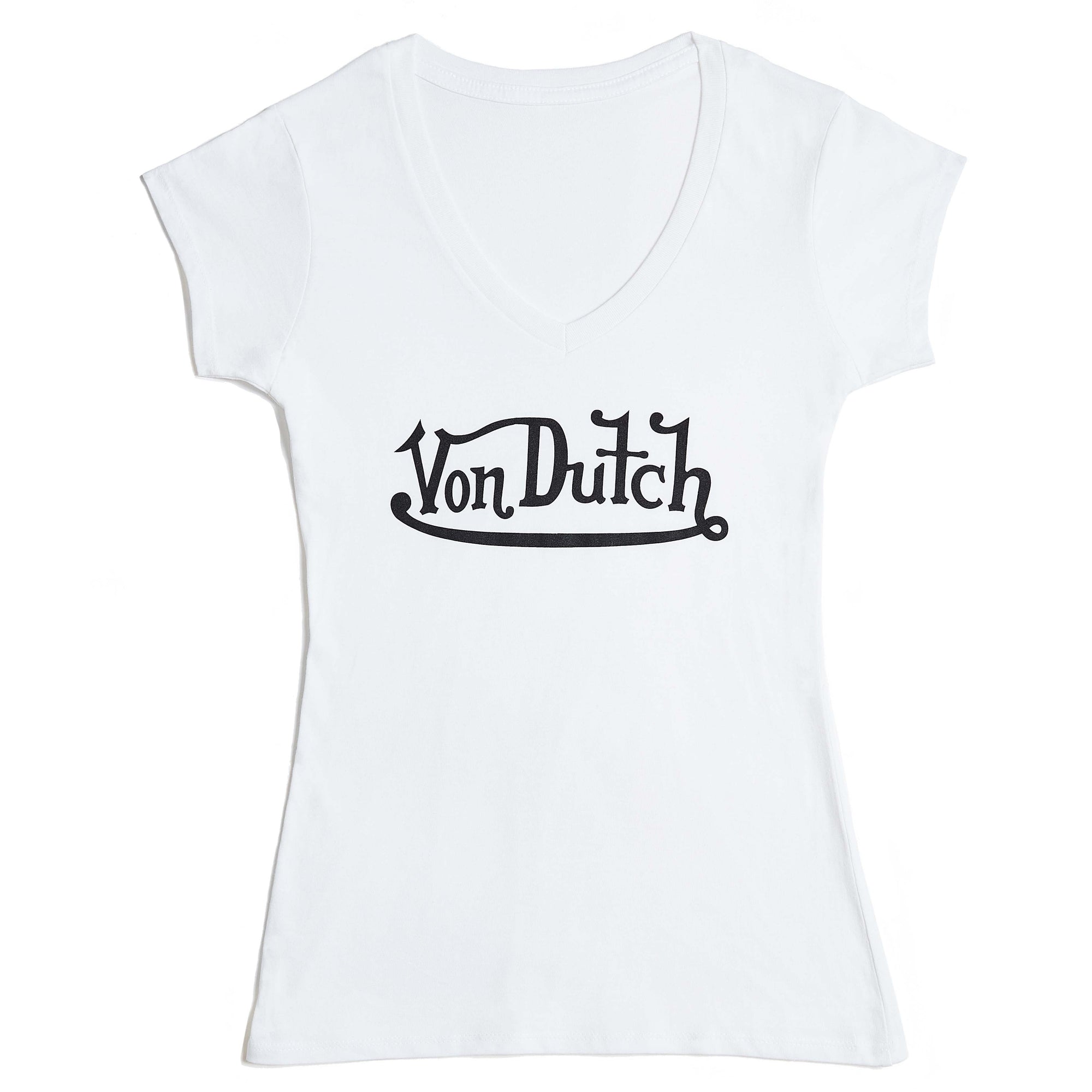 Von Dutch Originals Black on White V Neck