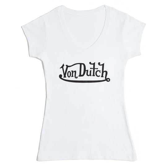 Von Dutch Originals Black on White V Neck