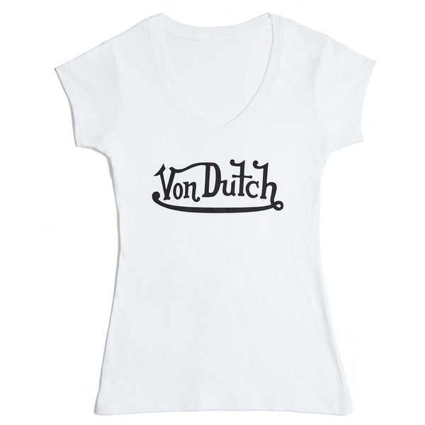 Von Dutch Originals Black on White V Neck