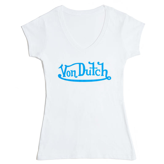 Von Dutch Originals Blue on White V Neck