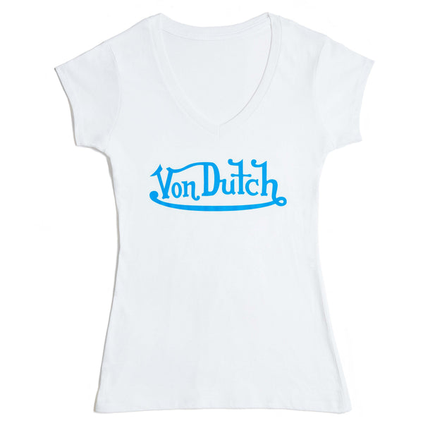Von Dutch Originals Blue on White V Neck