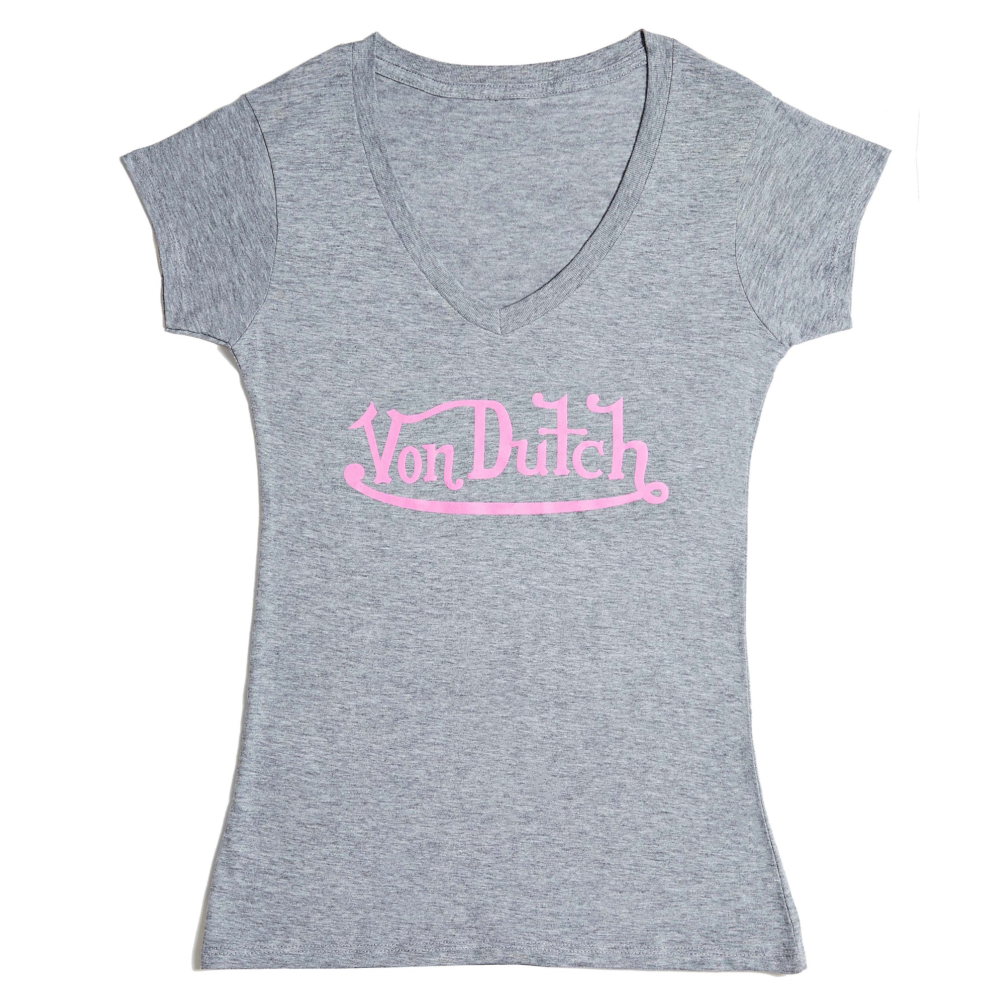Von Dutch Originals Pink on Grey V Neck