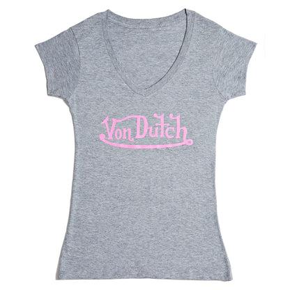 Von Dutch Originals Pink on Grey V Neck