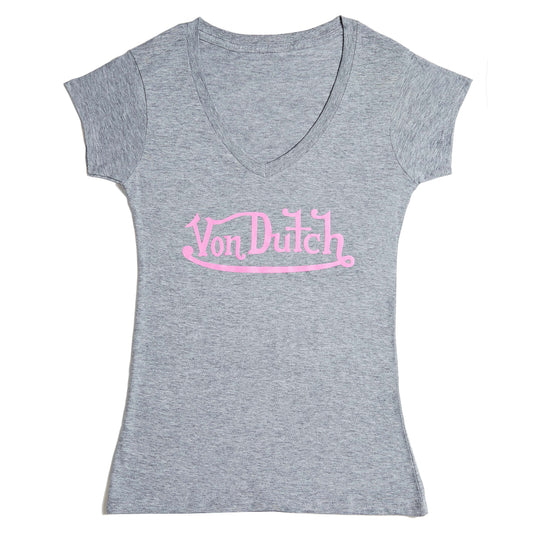 Von Dutch Originals Pink on Grey V Neck