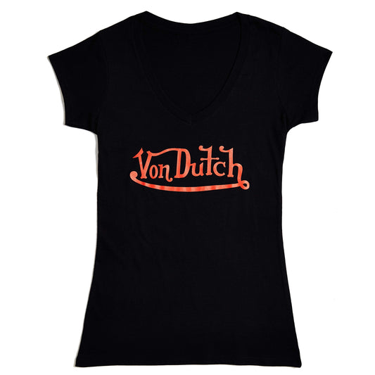 Von Dutch Originals Red on Black V Neck