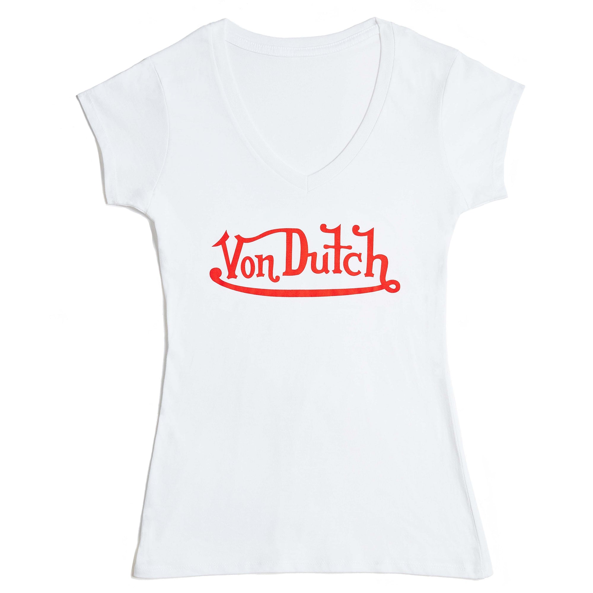 Von Dutch Originals Red on White V Neck