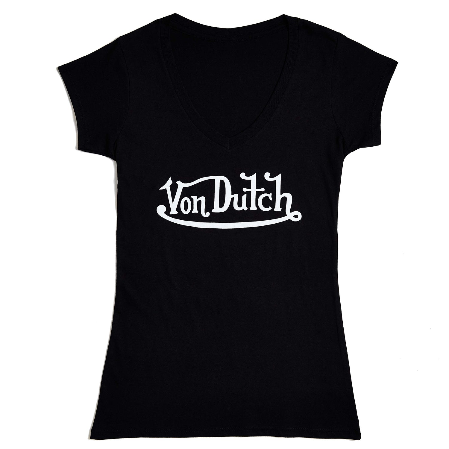 Von Dutch Originals White on Black V Neck