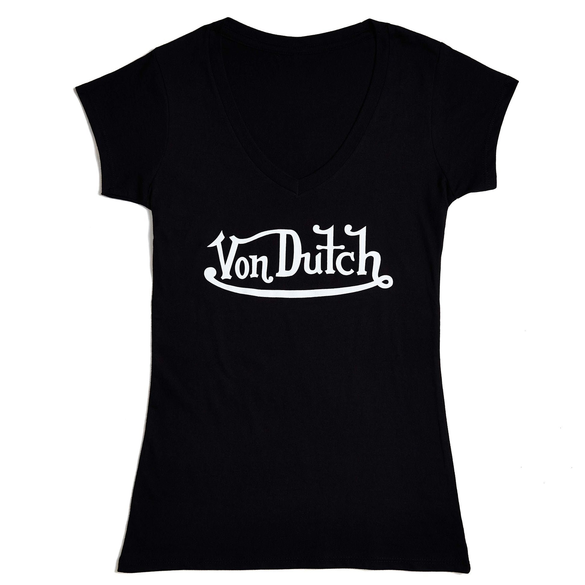 Von Dutch Originals White on Black V Neck