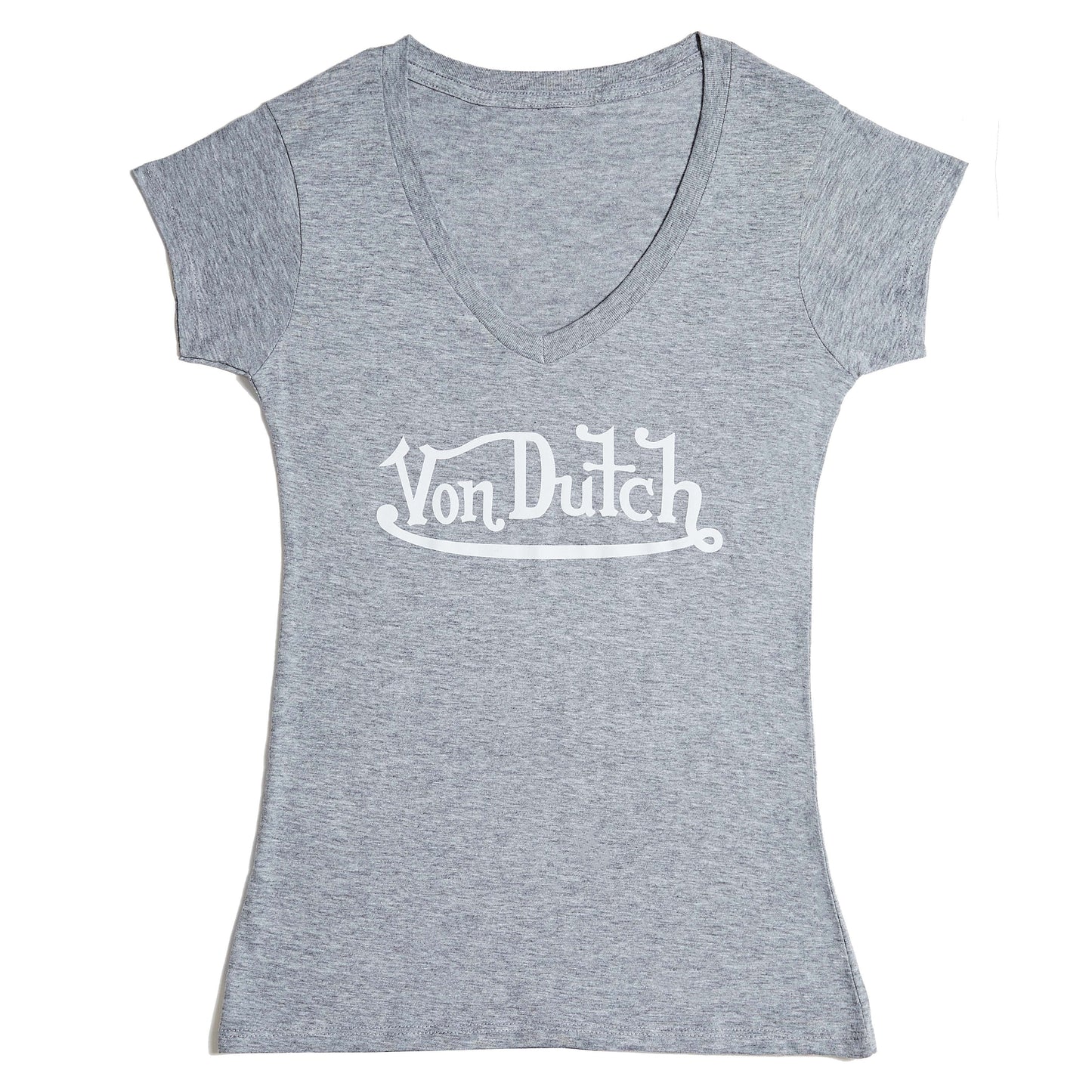 Von Dutch Originals White on Grey V Neck