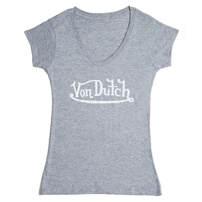 Von Dutch Originals White on Grey V Neck