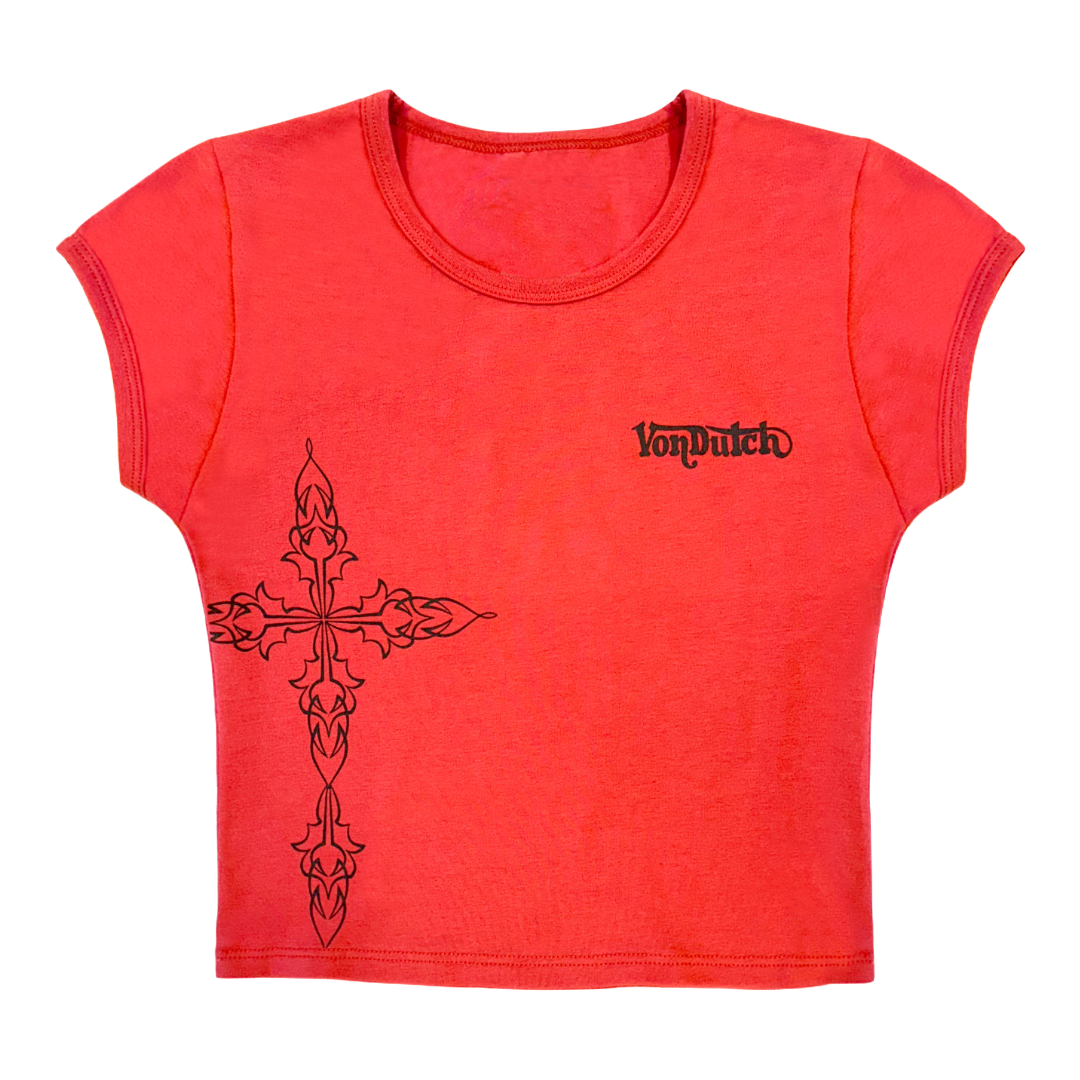 Red & Black Chopper Cross Baby Tee