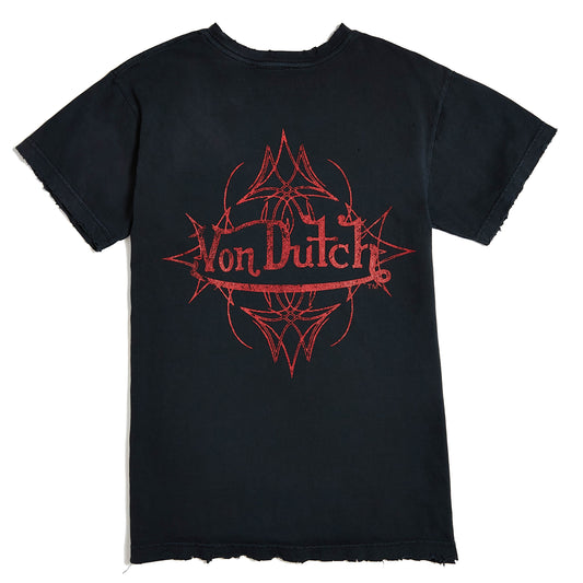 Von Dutch Vintage Black & Red Distressed Chopper Tee