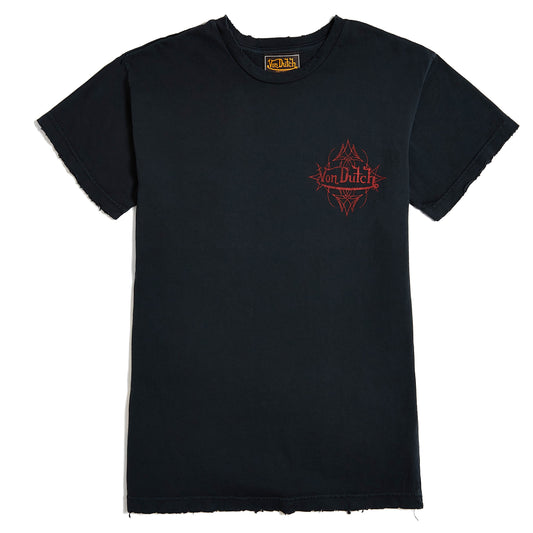 Von Dutch Vintage Black & Red Distressed Chopper Tee