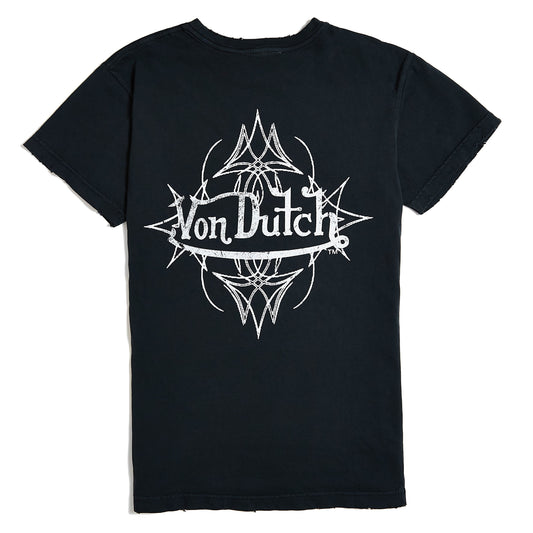 Von Dutch Vintage Black & White Distressed Chopper Tee