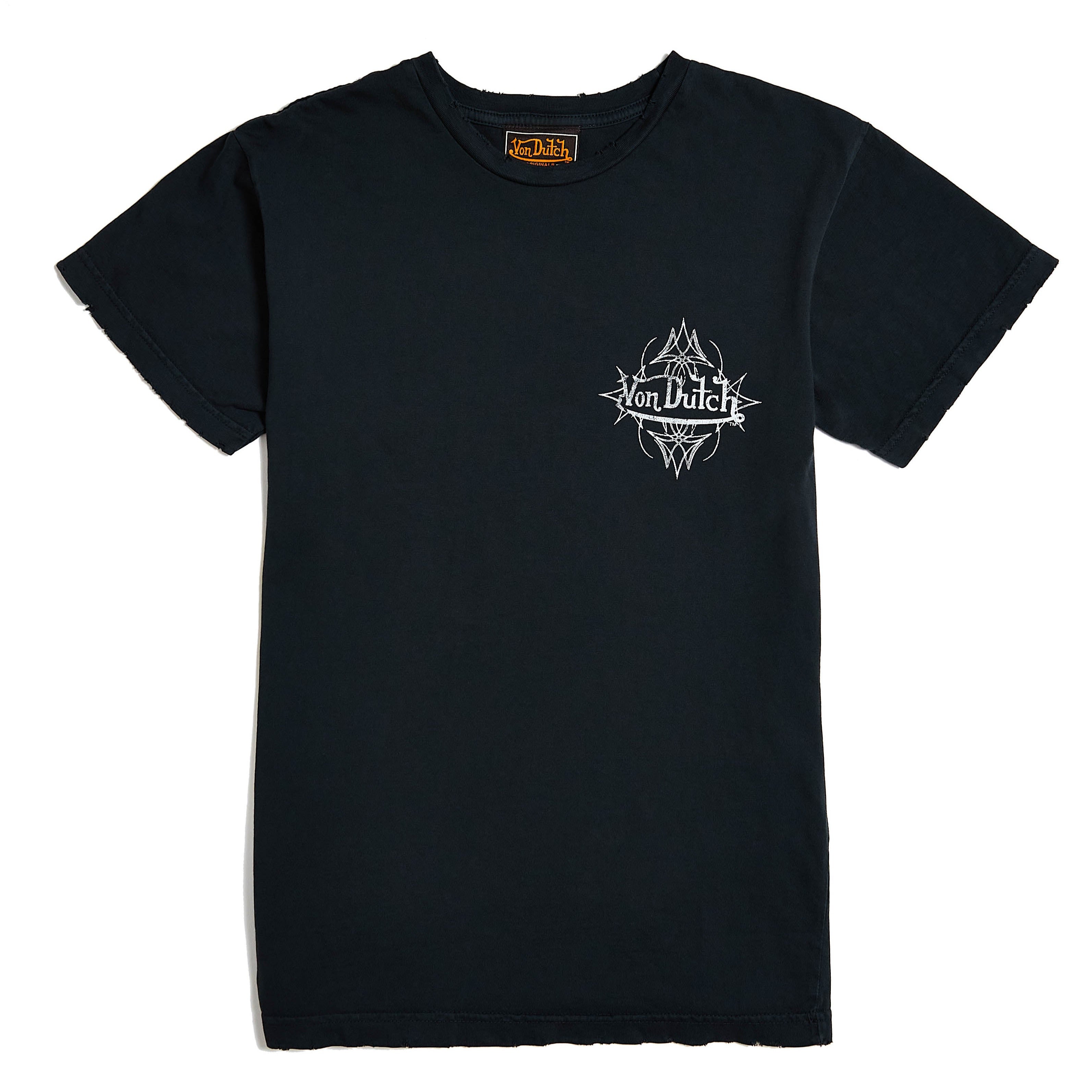 Von Dutch☆Washing Tshirt バックロゴ コットン 半袖 Tシャツ Von_Dutch_Vintage_Black_White_