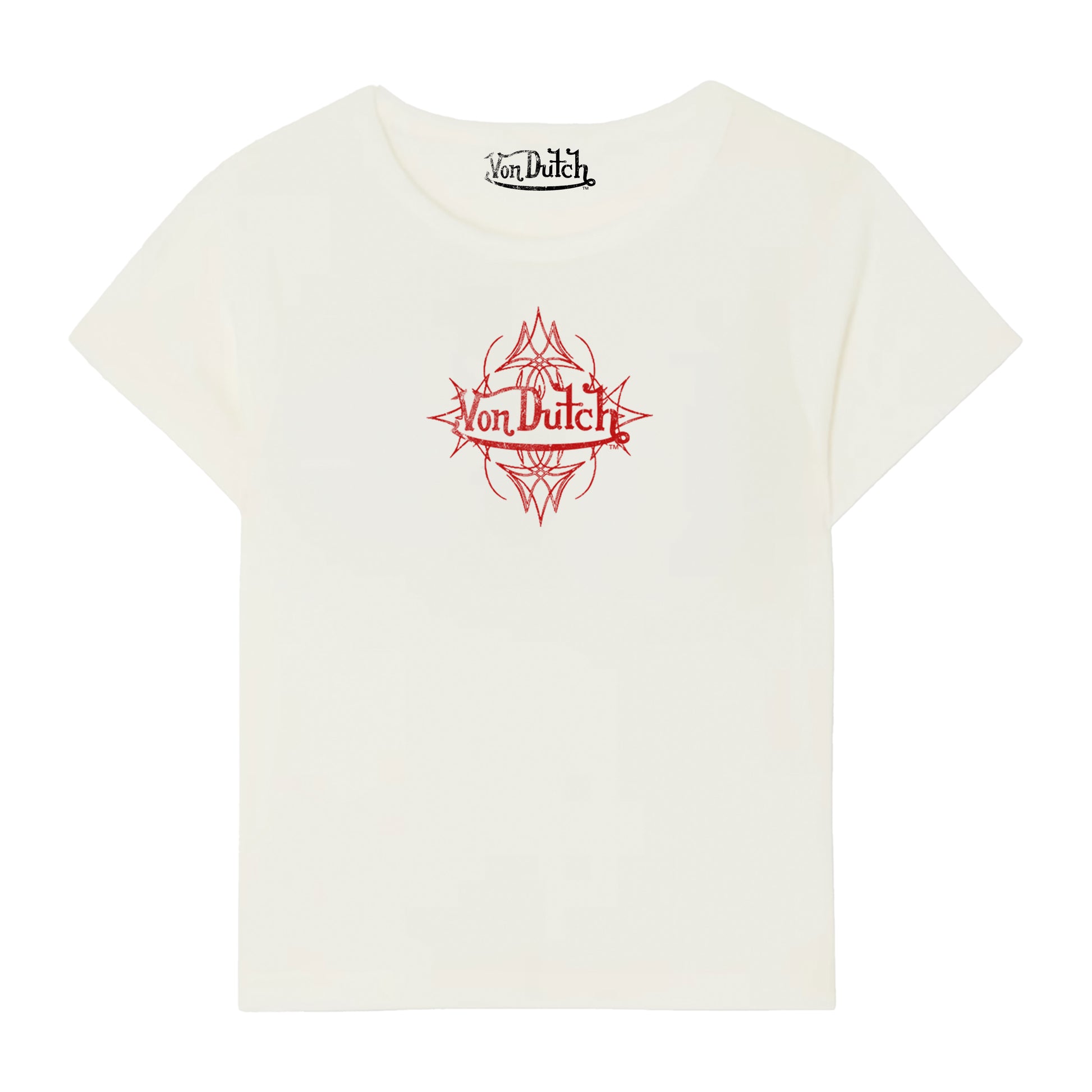 Von Dutch White & Red Mini Distressed Chopper Baby Tee